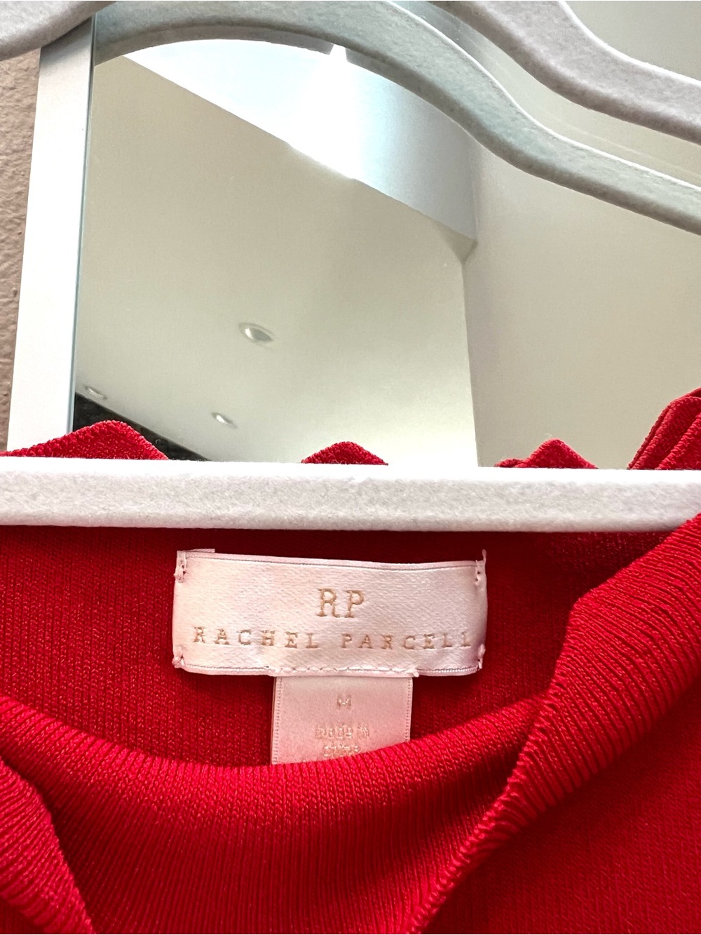 Rachel Parcel Elegant Red Scalloped Dress size medium like new! - Picture 6 of 10
